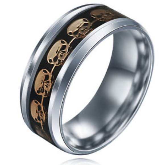 Other - Stainless Steel Black and Gold Skull Ring Size 13
